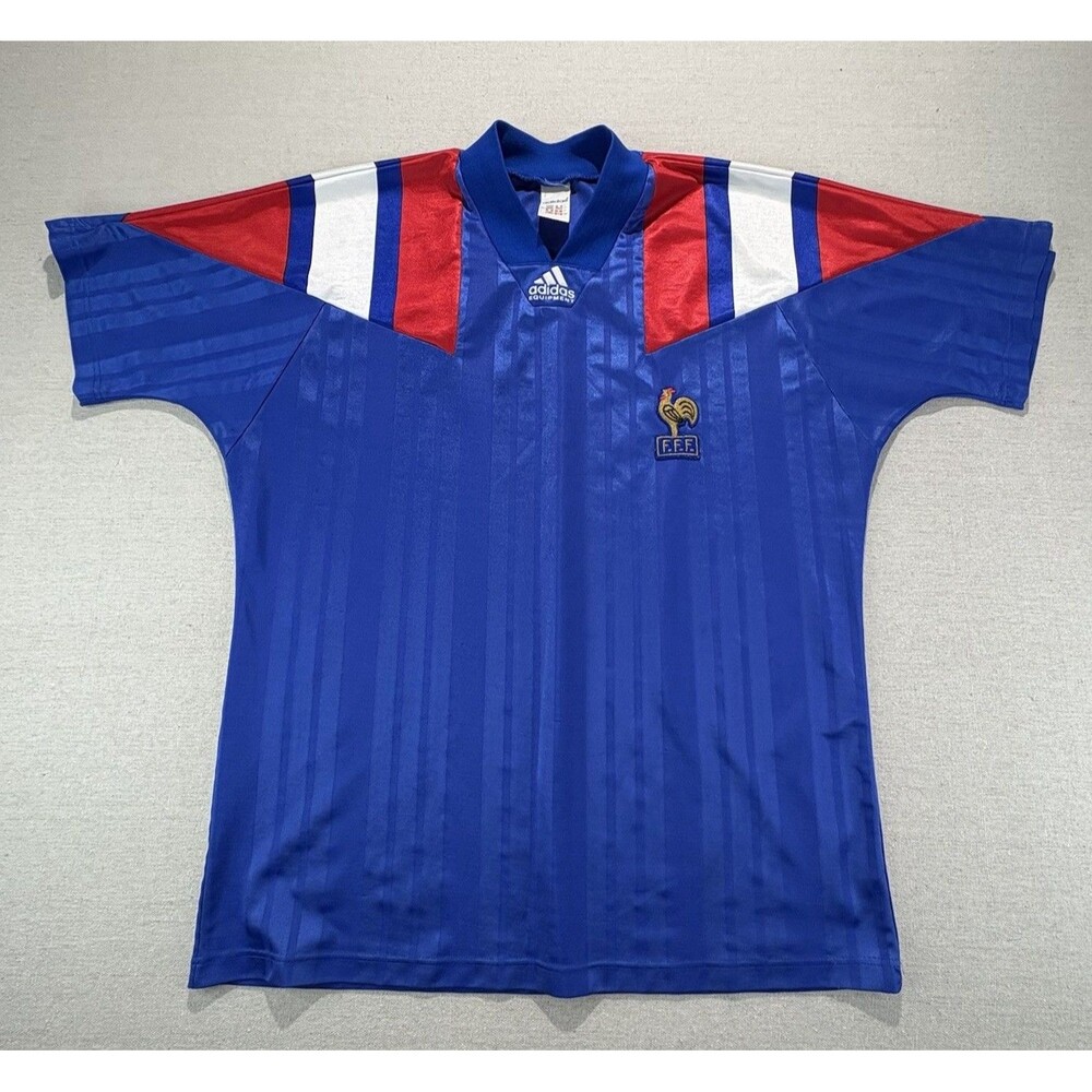 Vintage France 1992 1994 Home Jersey Adidas Equipment Shirt Mens Large Euro 92